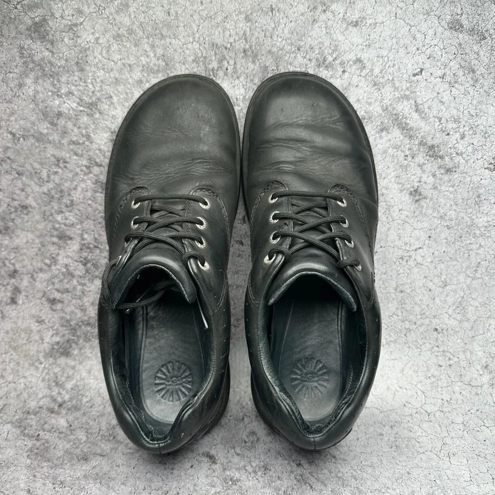 UGG Marshal Oxford Mens 10 Black Leather Casual Lace Up Shoes 5903 Perforated